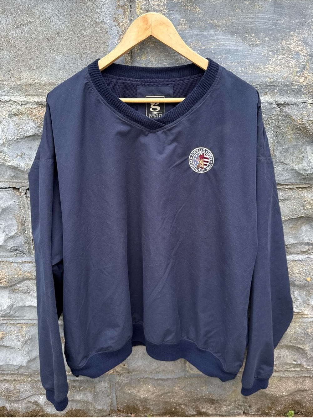 Vintage 2005 US Open Pinehurst #2 Golf Windbreaker Pullover Jacket XXL Blue
